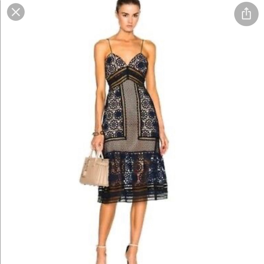 Self-portrait Max dress in black, navy & nude. Worn only once